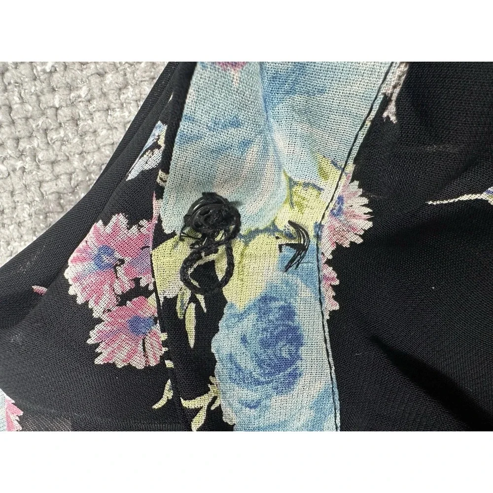 Vtg 90s Evan Picone Dress Womens 10 Petite Black Floral Whimsigoth‎ Dark Fairy